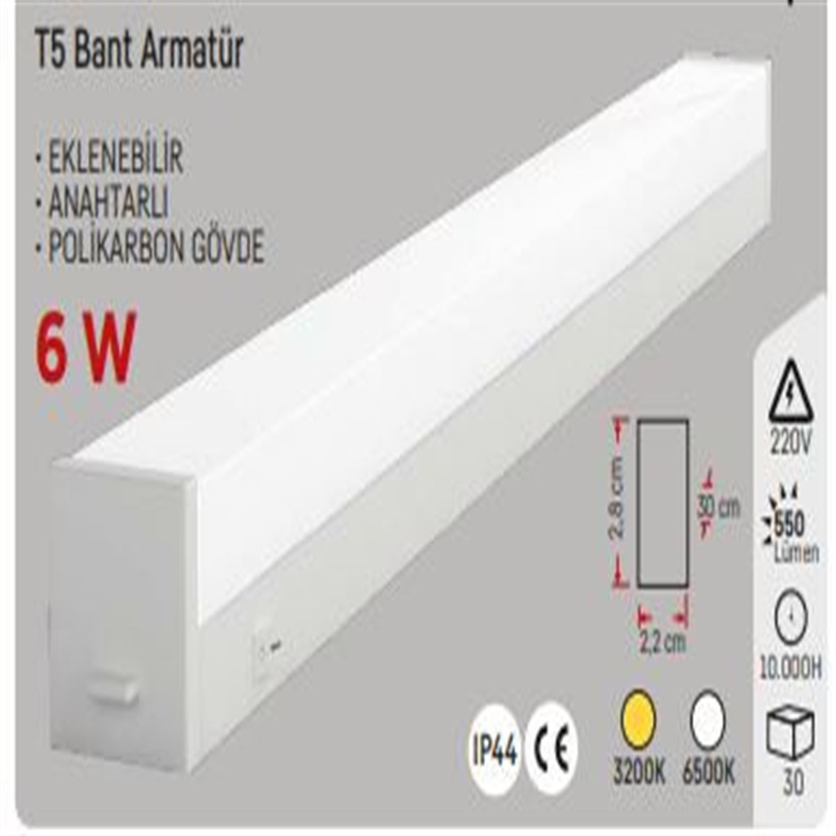 6W.LED BANT ARMATÜR (30cm) G.IŞIĞI 1
